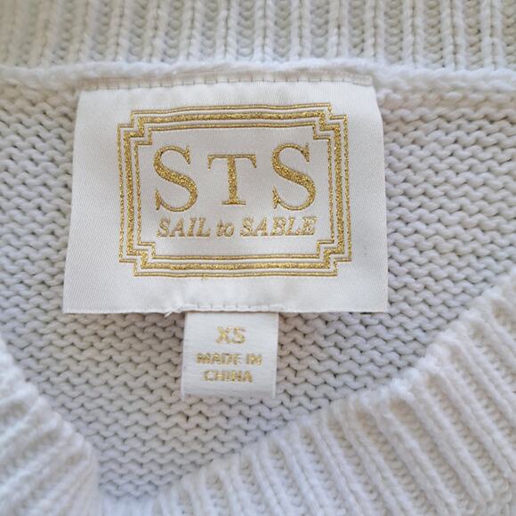 STS Sail to Sable Flag Intarsia Sweater XS White Preppy Americana - Picture 5 of 8